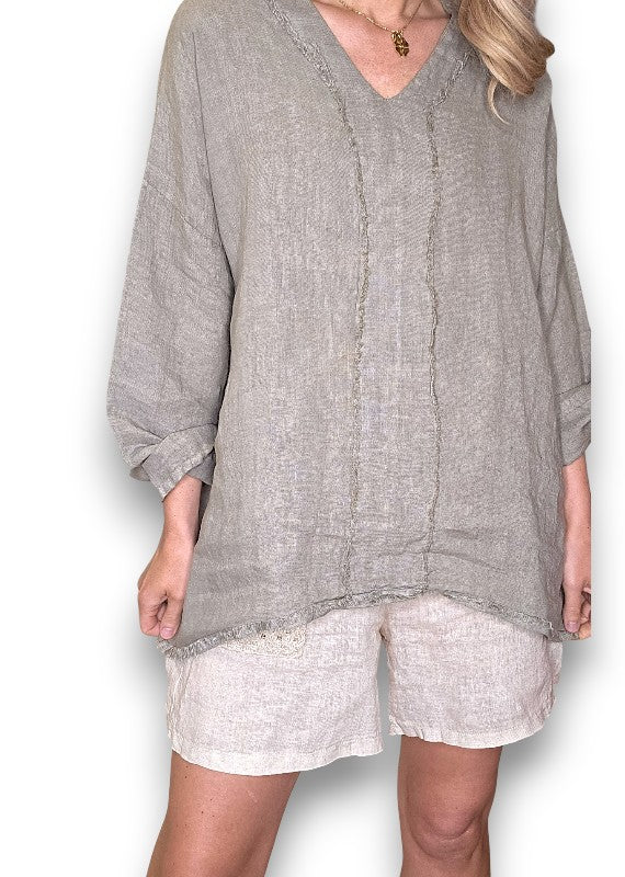 Mocha Coastal Fray Tunic