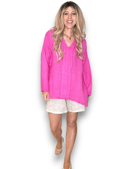 Hot Pink Coastal Fray Tunic