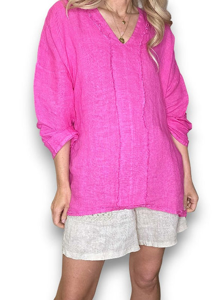 Hot Pink Coastal Fray Tunic