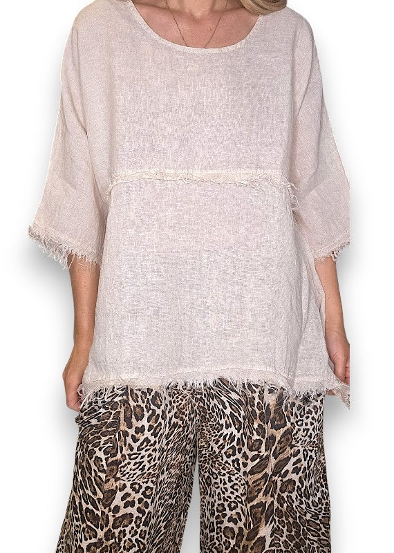 Beige La Mer Fray Tunic