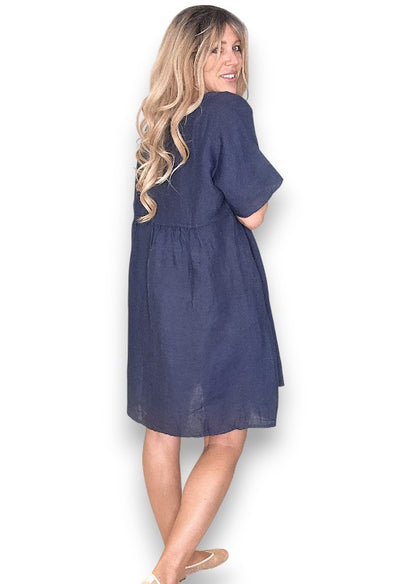 Navy Deux Ribbon Babydoll Dress