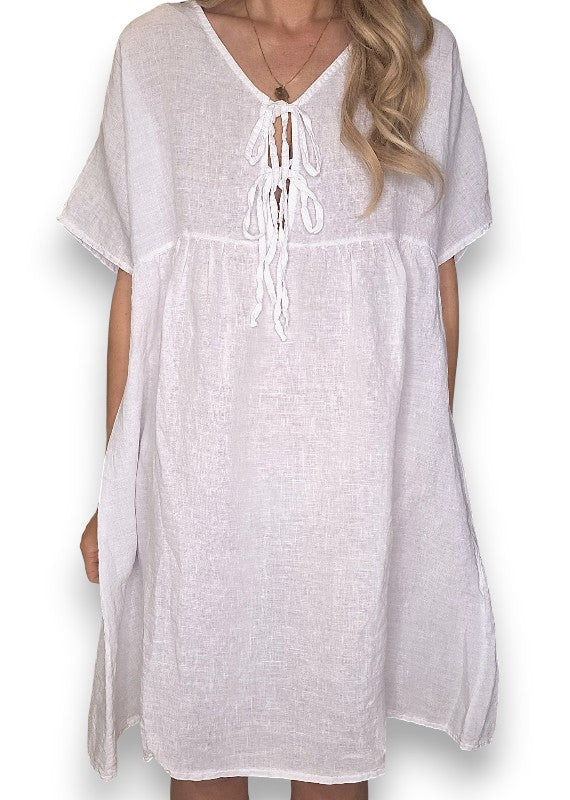 White Deux Ribbon Babydoll Dress