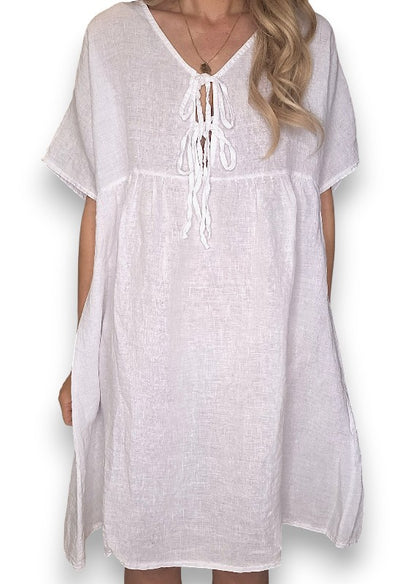 White Deux Ribbon Babydoll Dress