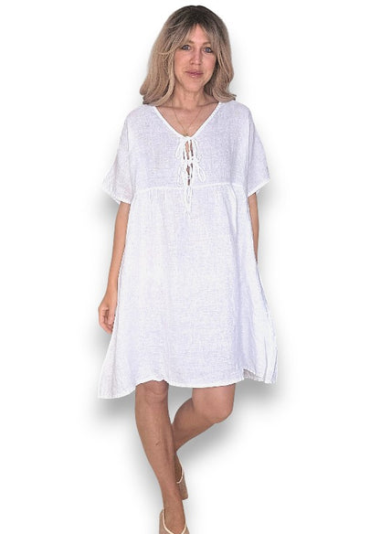White Deux Ribbon Babydoll Dress