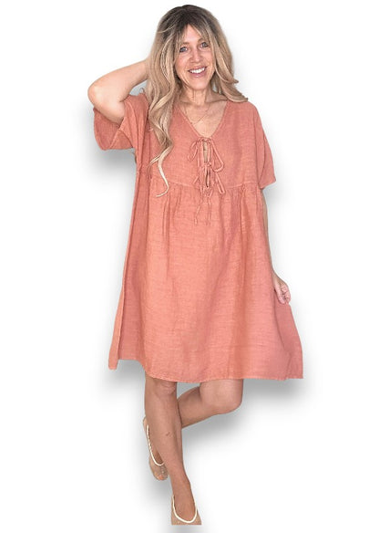 Brick Deux Ribbon Babydoll Dress