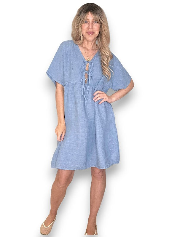 Petrol Deux Ribbon Babydoll Dress