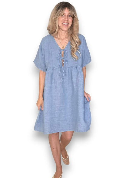 Petrol Deux Ribbon Babydoll Dress