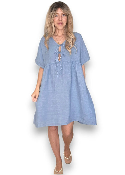 Petrol Deux Ribbon Babydoll Dress