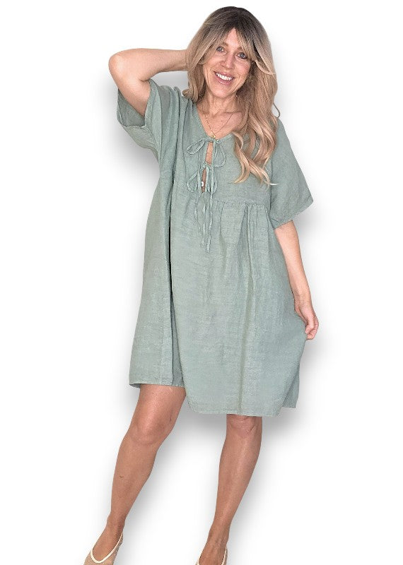 Forest Deux Ribbon Babydoll Dress