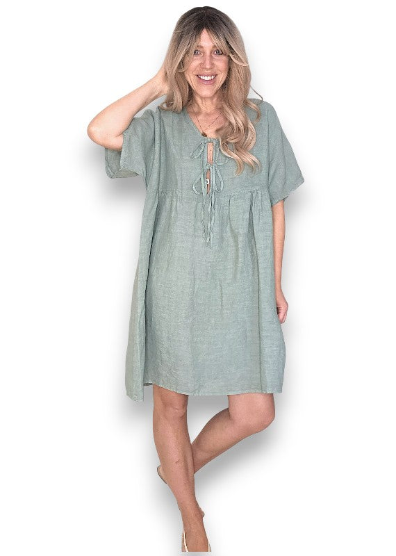 Forest Deux Ribbon Babydoll Dress