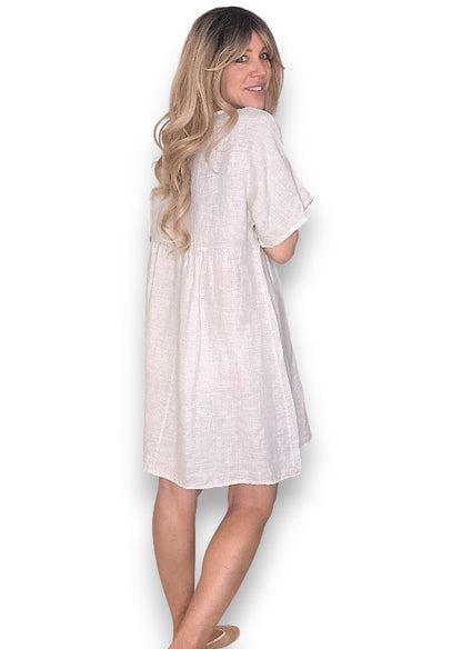 Beige Deux Ribbon Babydoll Dress
