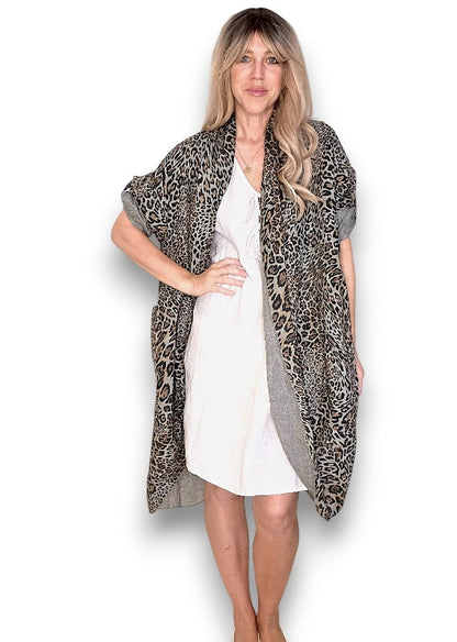Mocha Leopard Linen Cover Up