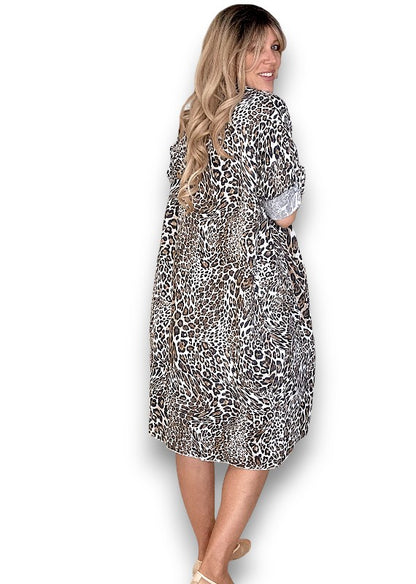 White Leopard Linen Cover Up