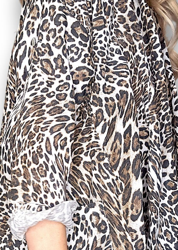 White Leopard Linen Cover Up