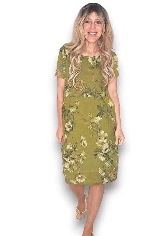 Olive Trumpet Jungle Dress
