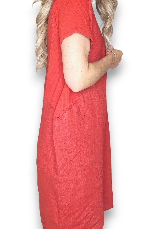 Red Plain Jungle Dress