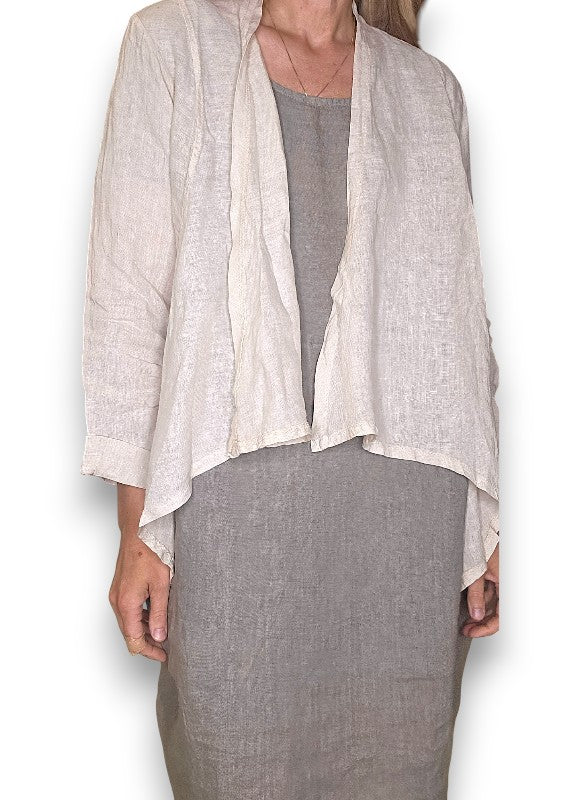 Beige Plain Angled Cover Up Jkt