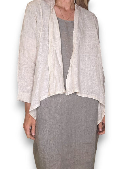 Beige Plain Angled Cover Up Jkt