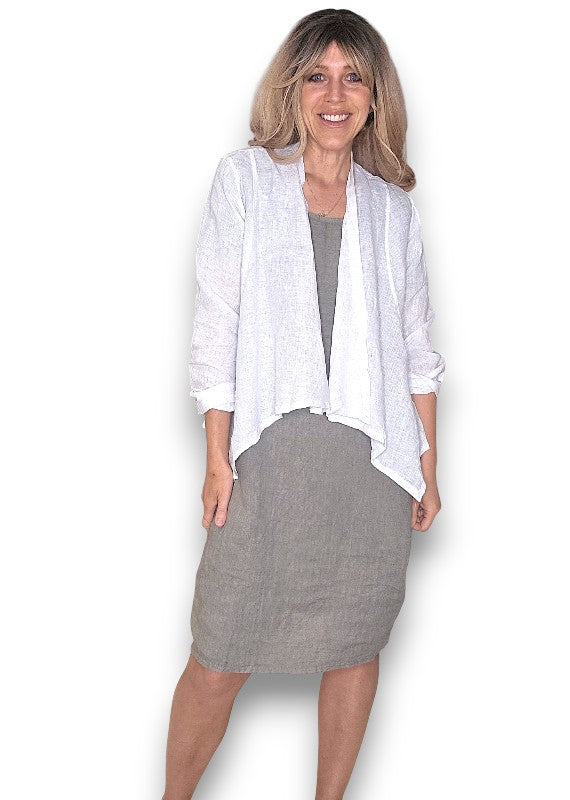 White Plain Angled Cover Up Jkt