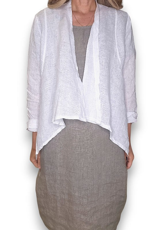 White Plain Angled Cover Up Jkt