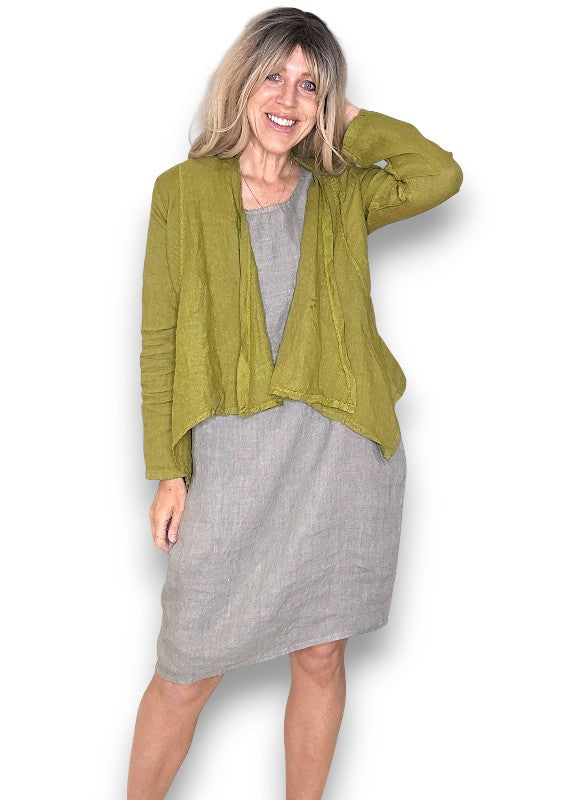 Olive Plain Angled Cover Up Jkt