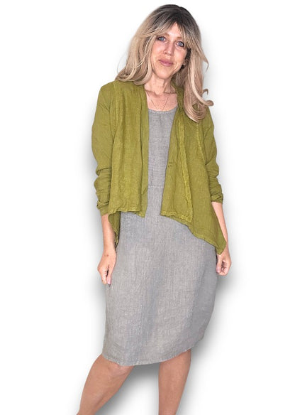 Olive Plain Angled Cover Up Jkt