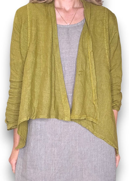 Olive Plain Angled Cover Up Jkt