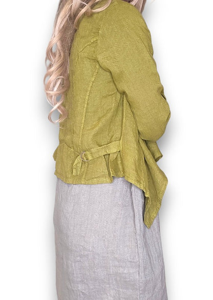 Olive Plain Angled Cover Up Jkt