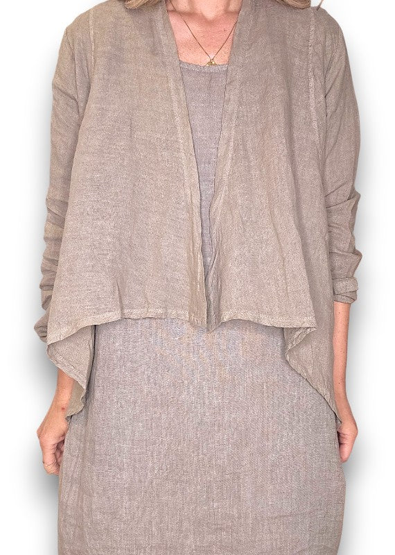 Mocha Plain Angled Cover Up Jkt