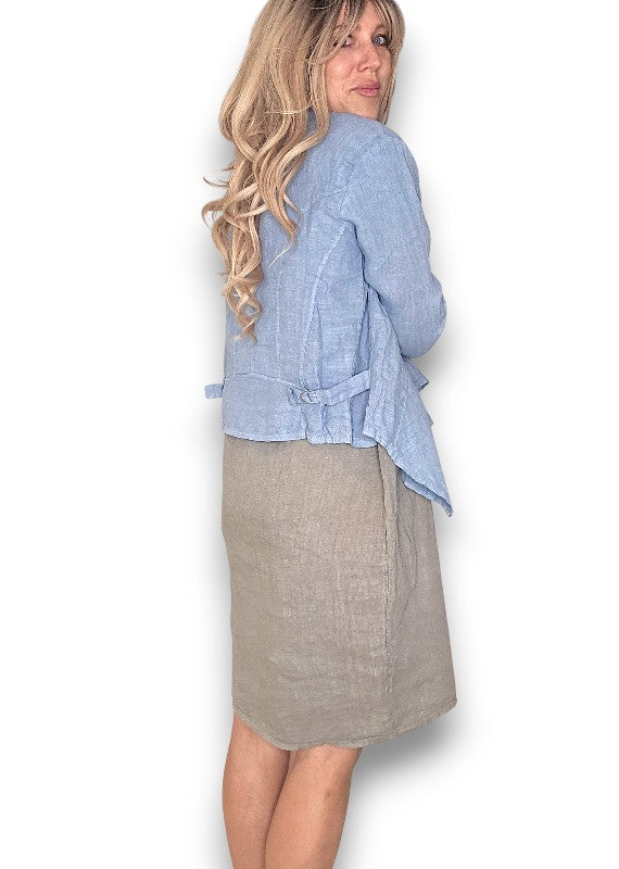 Petrol Plain Angled Cover Up Jkt