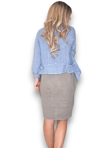 Petrol Plain Angled Cover Up Jkt