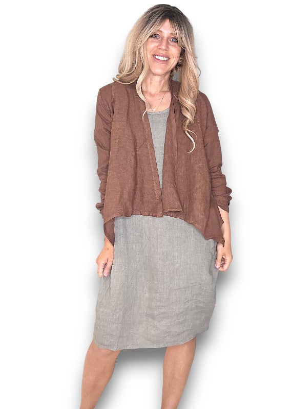 Coffee Plain Angled Cover Up Jkt