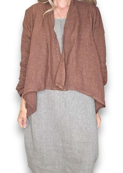 Coffee Plain Angled Cover Up Jkt