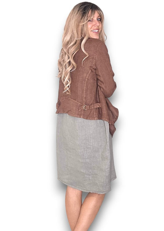 Coffee Plain Angled Cover Up Jkt