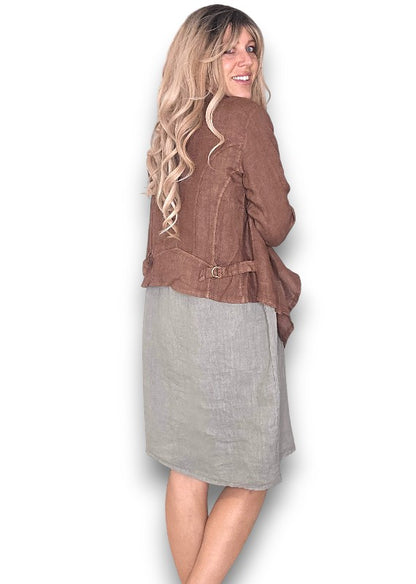 Coffee Plain Angled Cover Up Jkt