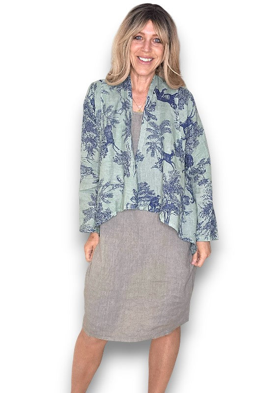 Sage French Toille Angled Cover Up Jkt