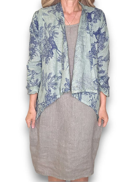 Sage French Toille Angled Cover Up Jkt