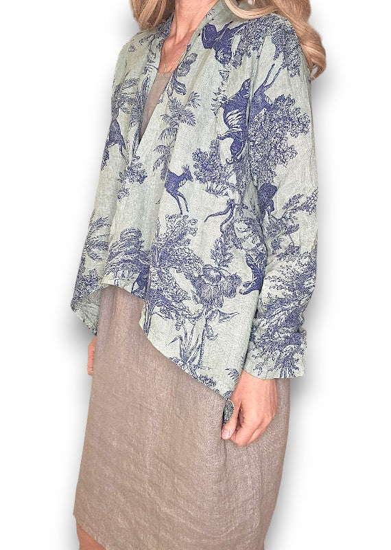 Sage French Toille Angled Cover Up Jkt