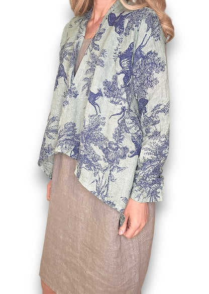 Sage French Toille Angled Cover Up Jkt