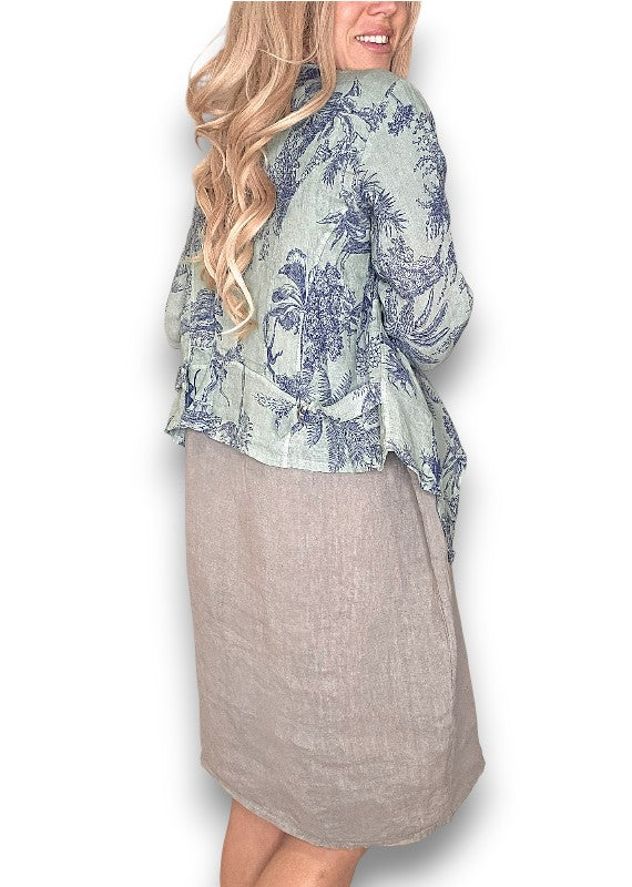 Sage French Toille Angled Cover Up Jkt