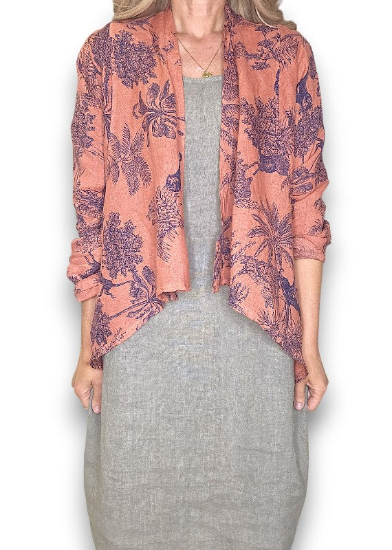 Brick French Toille Angled Cover Up Jkt