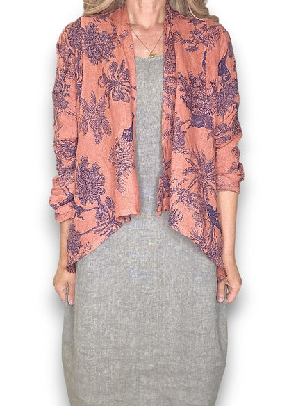 Brick French Toille Angled Cover Up Jkt