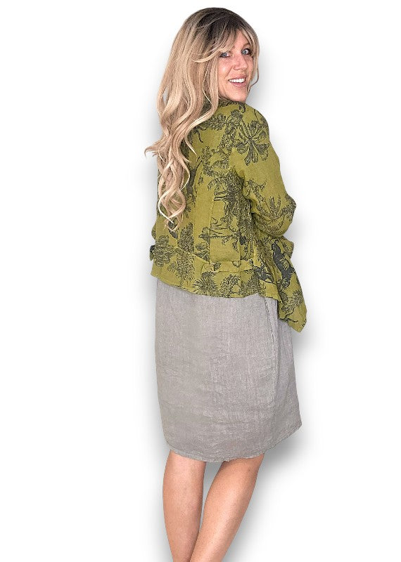 Olive French Toille Angled Cover Up Jkt
