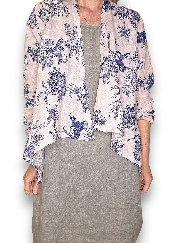 Baby Pink French Toille Angled Cover Up Jkt