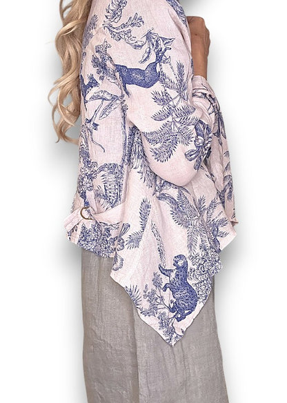 Baby Pink French Toille Angled Cover Up Jkt