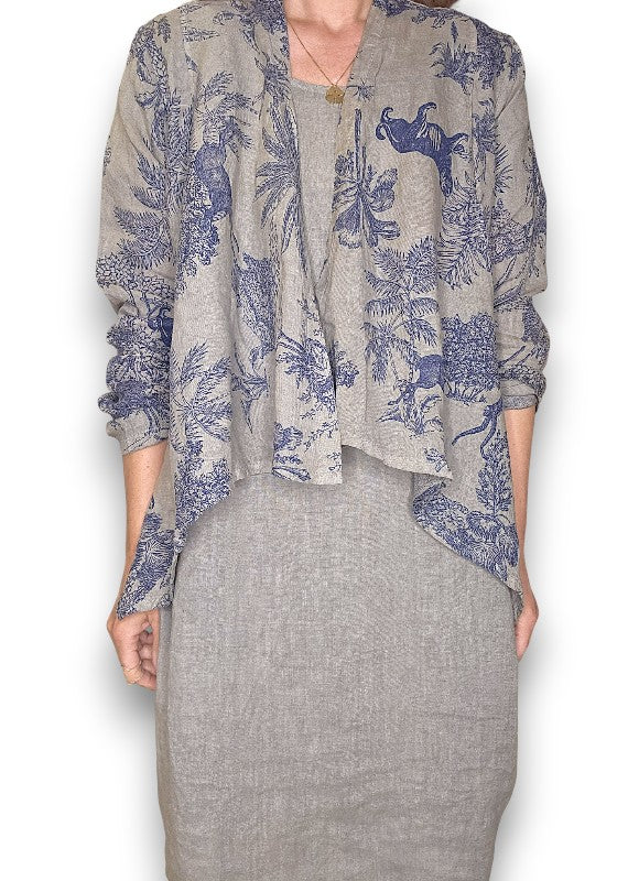 Mocha French Toille Angled Cover Up Jkt