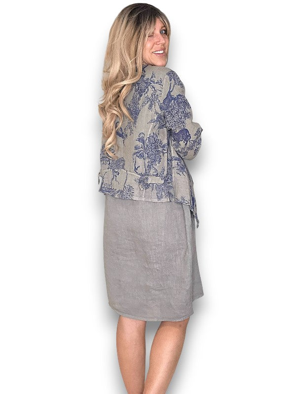 Mocha French Toille Angled Cover Up Jkt