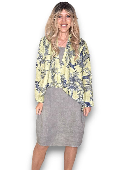 Antique Lime French Toille Angled Cover Up Jkt