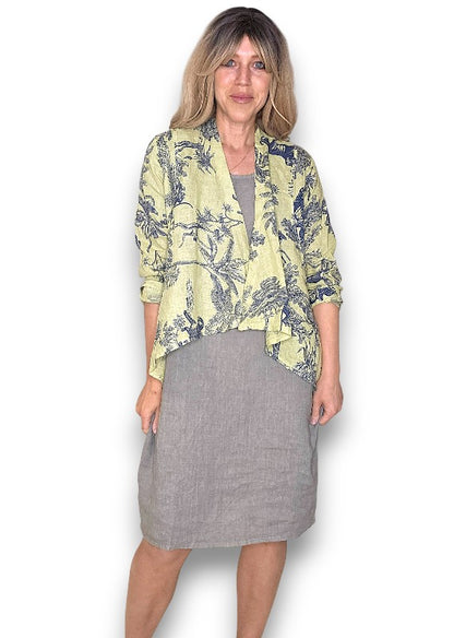 Antique Lime French Toille Angled Cover Up Jkt