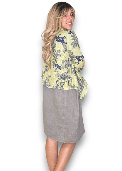 Antique Lime French Toille Angled Cover Up Jkt